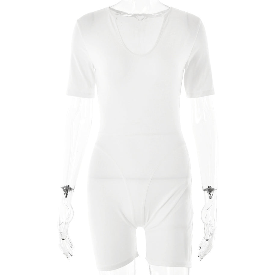 Damen Sportlicher Kurzarm-Bodysuit mit hochwertigem Baumwollmaterial und figurformendem Design W&W