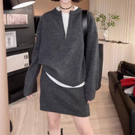 Damen Strickpullover mit modernem Schnitt und dekorativem Reißverschluss WW