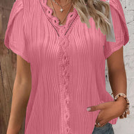 Damen spitzenbesetzte knopfleistenbluse WW