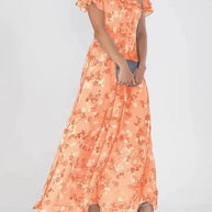 Damen Maxikleid mit floralem Chiffon und elegantem V-Ausschnitt WW