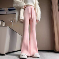 Damen Bequeme Ripp-Strickhose mit weitem Bein WW