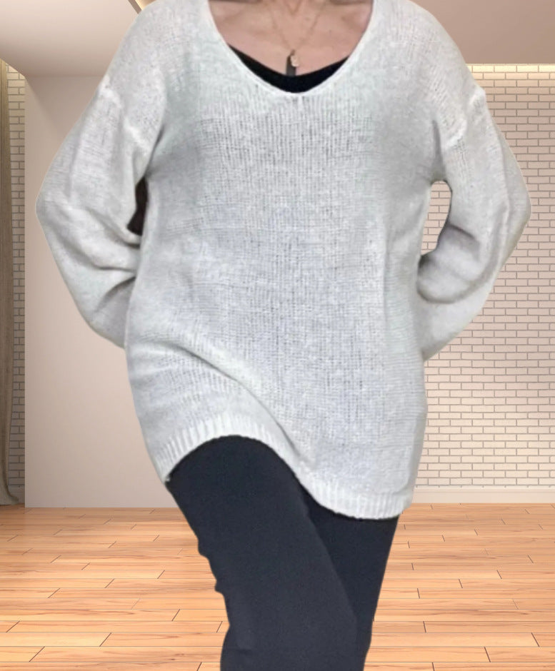 Damen Strickoberteil mit V-Ausschnitt und lässiger Passform WW