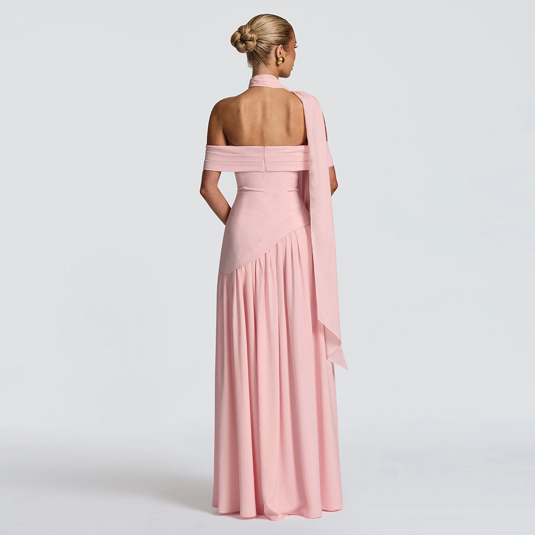 Damen Abendkleid mit schickem Schulterfreies Design und hohem Schlitz WW