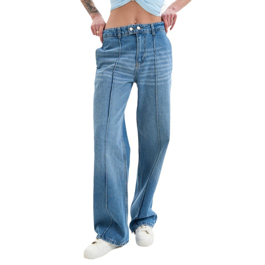 Damen weite high-waist Jeans mit trendigem Vintage-Design WW