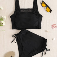 Damen Zweiteiliges Badeanzug-Set mit sportlichem und hohem Schnitt WW