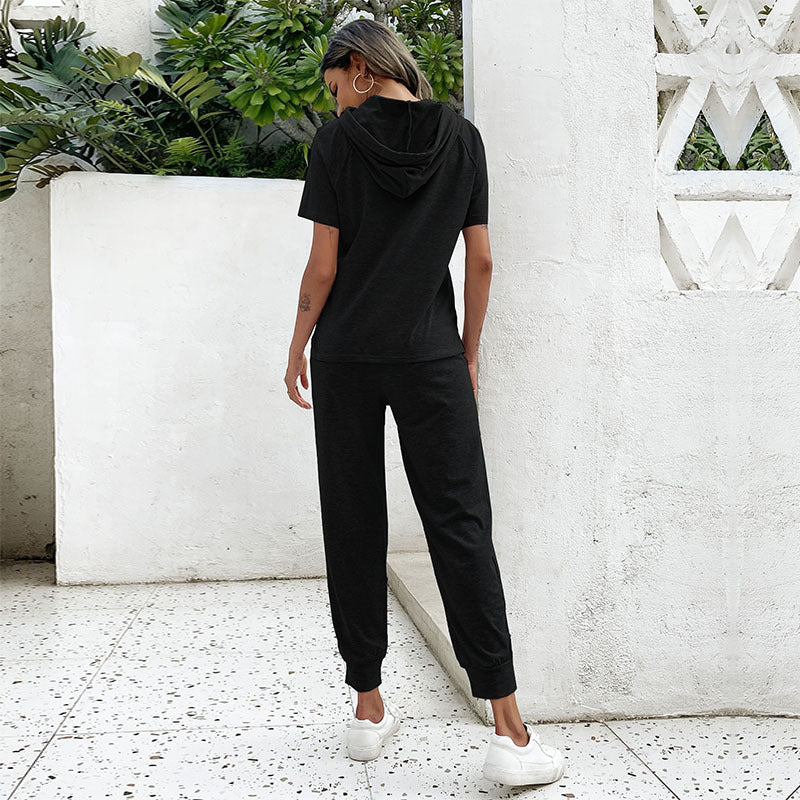 Damen Jumpsuit mit bequemem Kordelzug und lässigem Kurzarmdesign WW