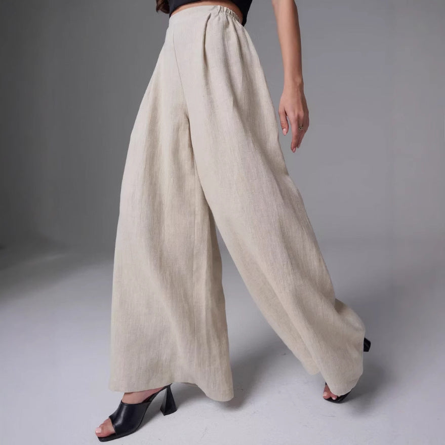 Damen Weitgeschnittene Leinen-Hosen W&W Mode