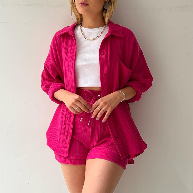 Damen lässiges Sommer-Outfit mit moderner Knopfleiste und elastischem Bund W&W Mode