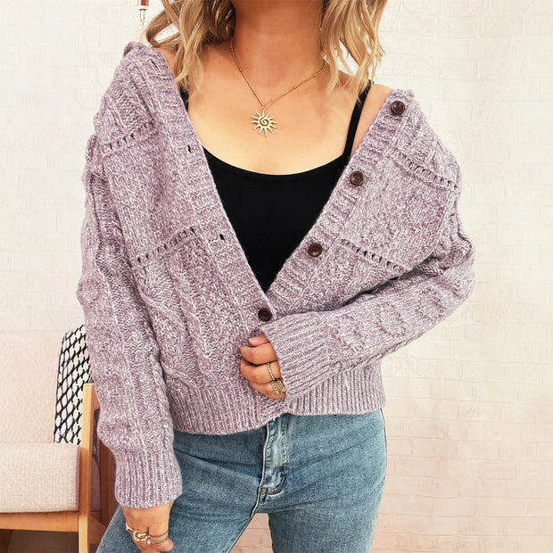Damen Strickjacke mit strukturiertem Zopfdesign und eleganten Knopfdetails WW
