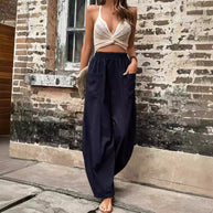 WW | Bequeme einfarbige Taschen Freizeit-Hosen