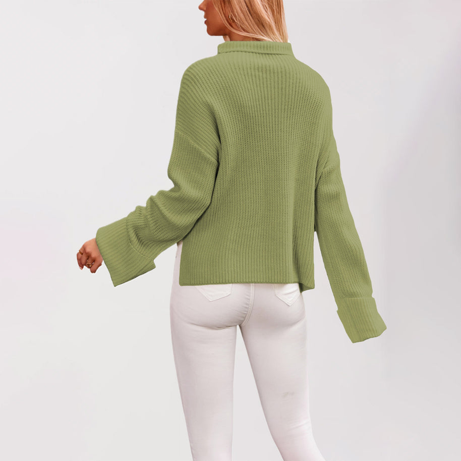 Damen Baumwoll-Pullover mit hohem Kragen WW