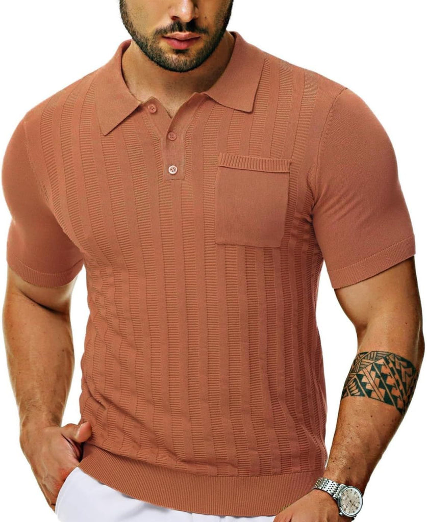Herren Poloshirt mit strukturiertem Muster und kurzer Ärmel WW