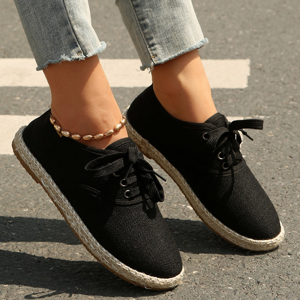 Damen Casual Espadrille Sneakers mit Schnürdesign WW