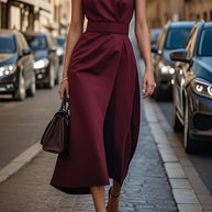 Damen Elegantes Kleid mit hohem Schlitz und tailliertem Schnitt WW