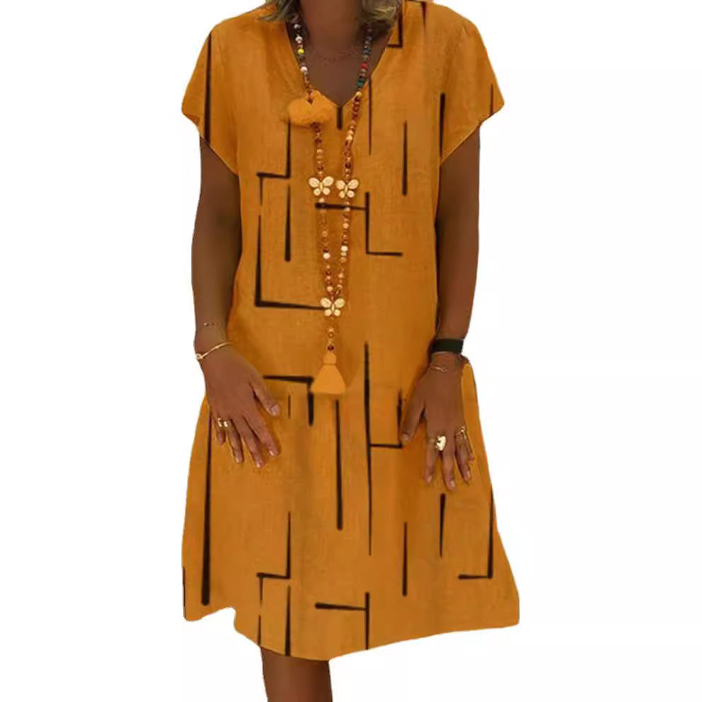 Damen Bequemes Tunika-Kleid mit modernen grafischen Mustern WW