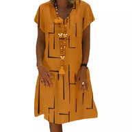 Damen Bequemes Tunika-Kleid mit modernen grafischen Mustern WW