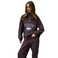 Damen sportliches Freizeitset mit halsfernem Reißverschluss und lässigem Schnitt WW