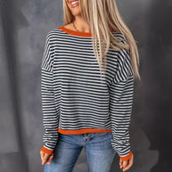 Damen lässiger gestreifter Pullover WW