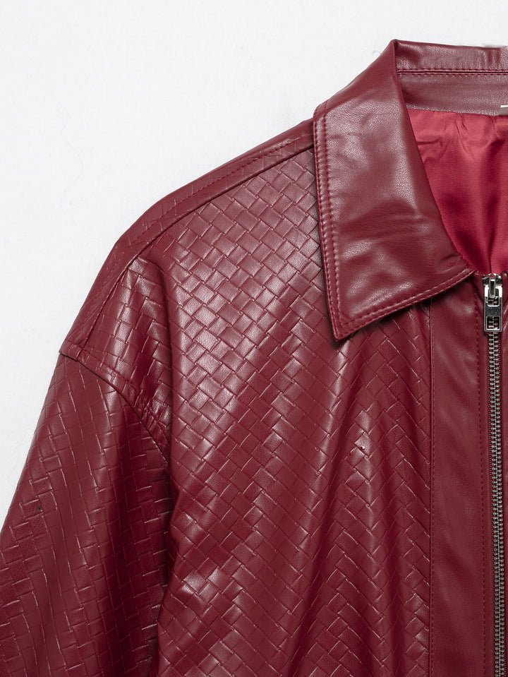 W&W Mode | Woven Faux Leder Bomberjacke