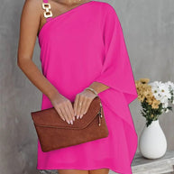Damen asymmetrisches Minikleid mit dekorativem Schulterdetail und elegantem Design WW