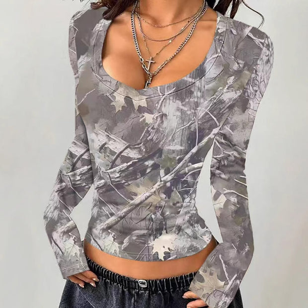 Damen Langarmshirt mit camouflagemuster WW