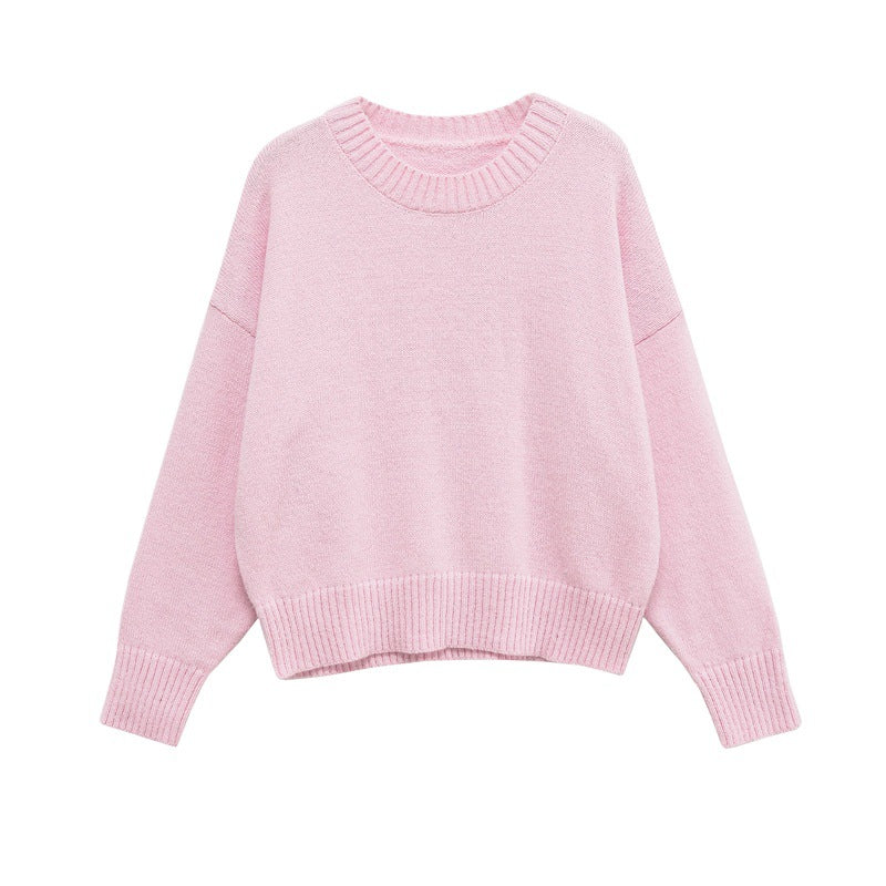 Damen Bequemer Oversize-Pullover mit Rundhalsausschnitt und breiten Bündchen WW