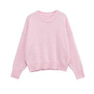 Damen Bequemer Oversize-Pullover mit Rundhalsausschnitt und breiten Bündchen WW