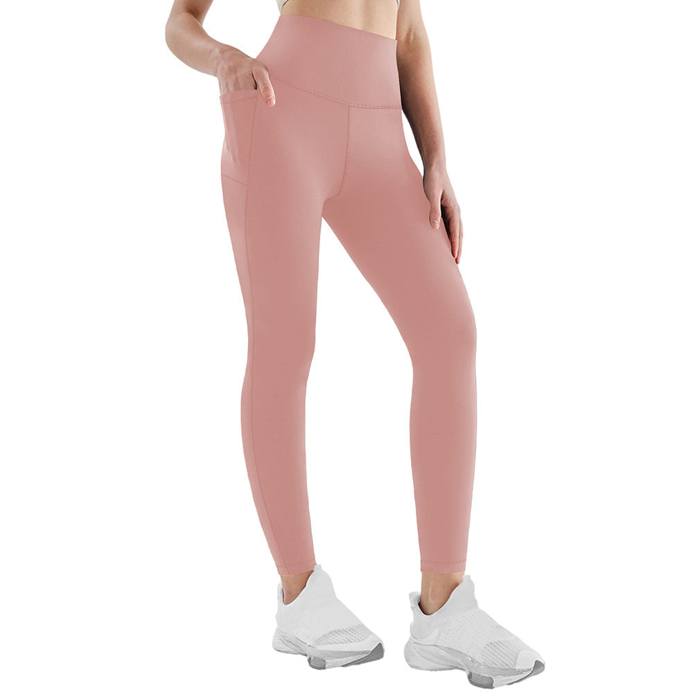 Damen Athletische Stretch-Leggings mit hoher Taille und seitlichen Taschen WW