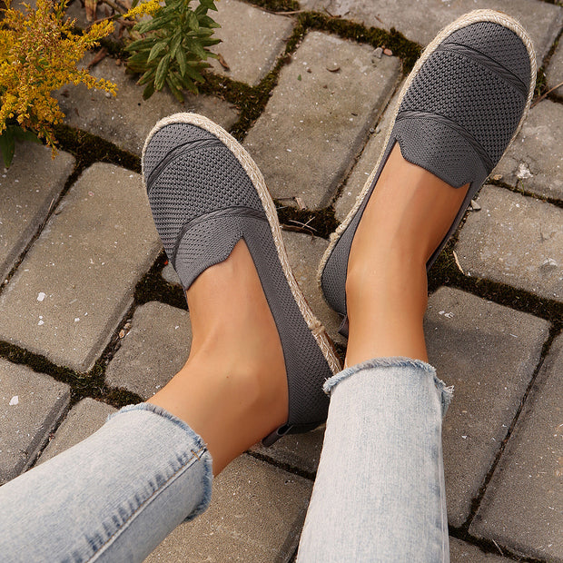Damen Atmungsaktive Slipper-Espadrilles mit Jute-Details WW
