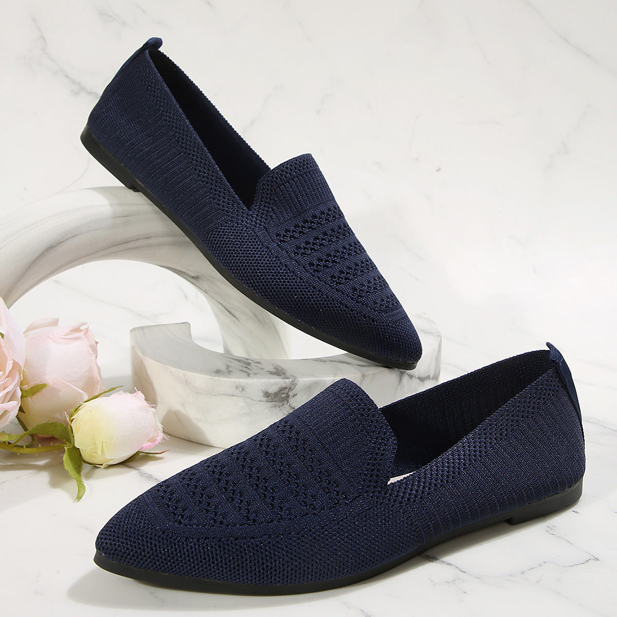 Damen Slipper mit atmungsaktivem Strickmaterial WW