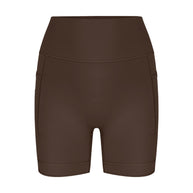 Damen sportliche hoch Taillierte Radlerhose mit praktischen Seitentaschen WW