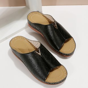 Damen Komfortable Clogs mit modischer Lochstanzung und elegantem V-Ausschnitt WW