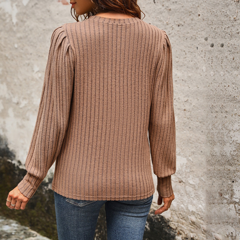 Damen Strickpullover mit eleganten Rüschendetails und strukturiertem Gewebe WW
