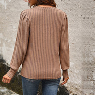 Damen Strickpullover mit eleganten Rüschendetails und strukturiertem Gewebe WW