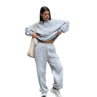 Damen bequeme und stilvolle Poloshirt-Hose Kombination WW