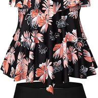 Damen Tankini-Set mit charmantem Flatteroberteil und bequemen Shorts WW