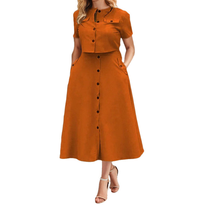 Damen Midi Kleid mit knöpfbarem Oberteil und taillierter Silhouette W&W Mode