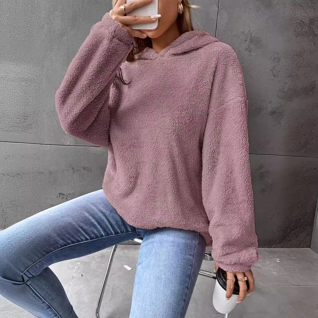 Damen Kuscheliger Hoodie mit Peter Pan Kragen WW