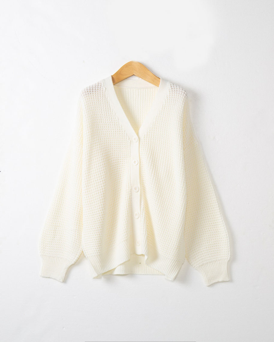 Damen Strickjacke mit strukturiertem Muster und praktischen Knopfdetails WW