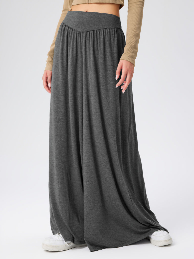 Damen lässige, weit geschnittene Jersey-Hose mit elastischem Taillenbund WW