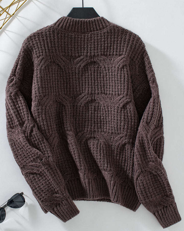 W&W Mode uni Farbe Kabelstrickpullover