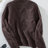 WW uni Farbe Kabelstrickpullover