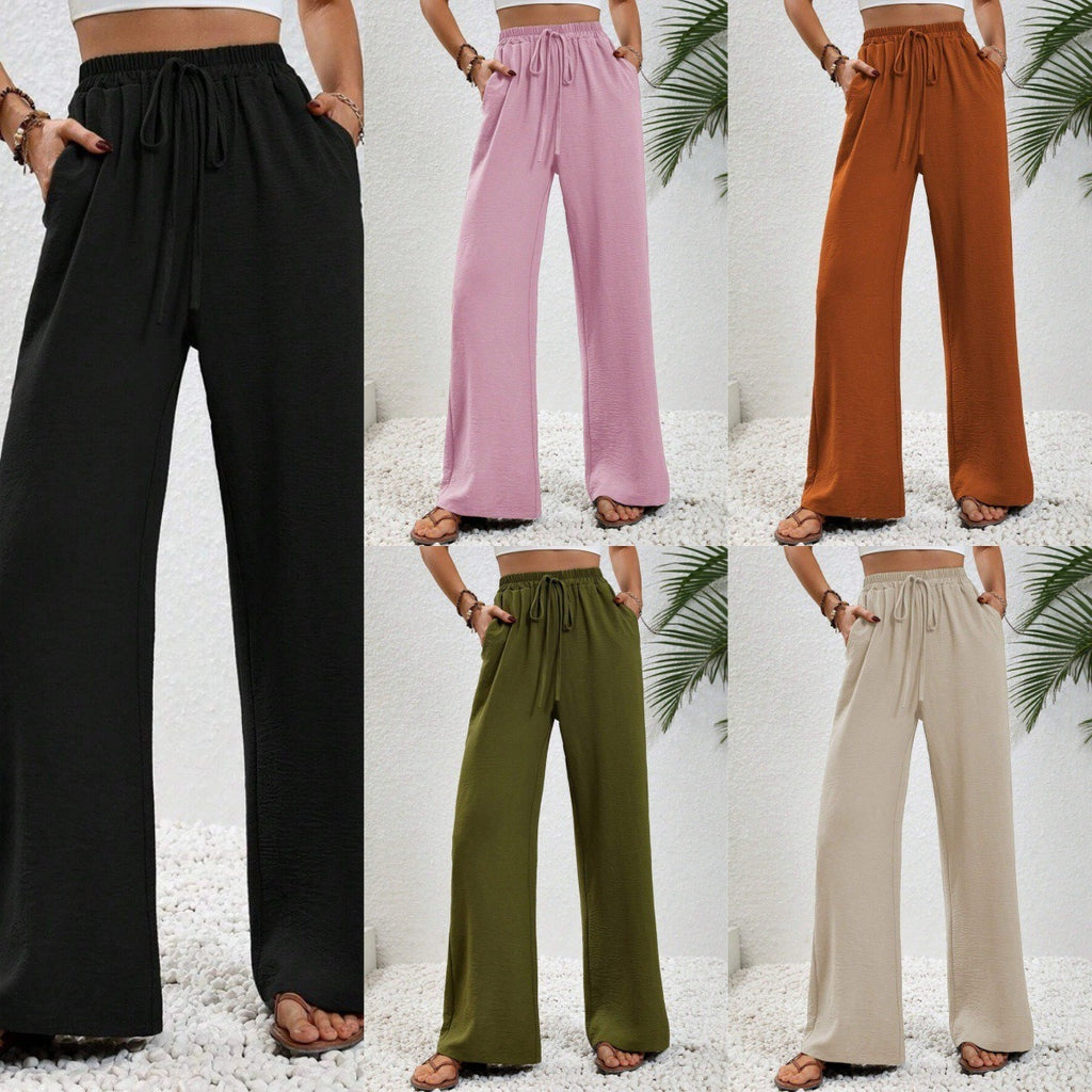 Damen Weite Sommerhose mit elastischem Bund und Tasche WW
