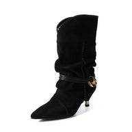 Damen Slouchy Knöchelstiefel mit dekorativem Schnallen-Detail WW