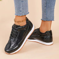 Damen modische Sneaker mit schimmerndem Obermaterial und rutschfester Sohle WW
