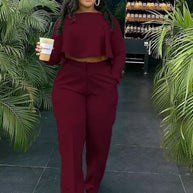 Damen stilvolles cropped Set mit weitem Hosenbein WW