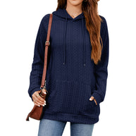 Damen Hoodie mit strukturiertem Muster und praktischer Kängurutasche WW