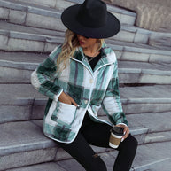 Damen Softer Karostoff Mantel mit modernen Knopfdetails WW