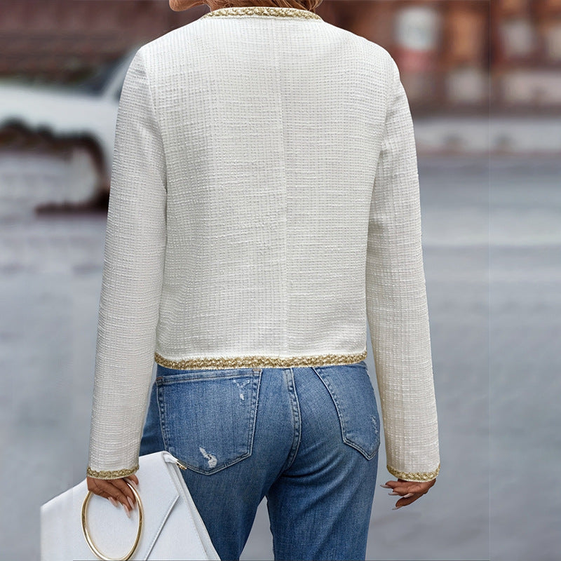 Damen elegante Jacke mit strukturiertem Stoff und modischen Knopfdetails W&W