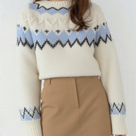 Damen Strickpullover mit grafischem Muster und weichem Material WW